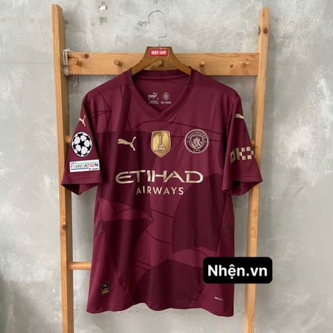 ÁO ĐẤU MANCHESTER CITY 2024/25 HÀNG THÁI SÂN KHÁCH ĐỎ ĐÔ FAN