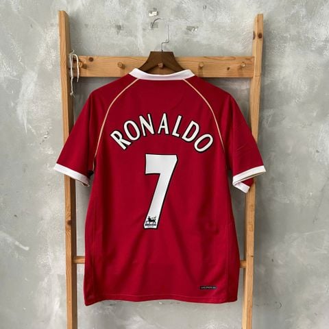 ÁO ĐẤU MANCHESTER UNITED 2006/07 RETRO HÀNG THÁI SÂN NHÀ ĐỎ ĐÔ TAY NGẮN IN LOGO NHA & RONALDO #7