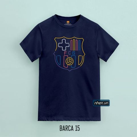 ÁO THUN BARCELONA LOGO HIỆU ỨNG ĐÈN NEON MÀU XANH ĐEN