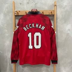ÁO ĐẤU MANCHESTER UNITED 1996/97 RETRO HÀNG THÁI SÂN NHÀ ĐỎ TAY DÀI IN LOGO NHA & BECKHAM #10
