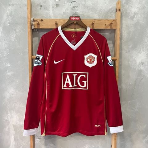 ÁO ĐẤU MANCHESTER UNITED 2006/07 RETRO HÀNG THÁI SÂN NHÀ ĐỎ ĐÔ TAY DÀI IN LOGO NHA & RONALDO #7
