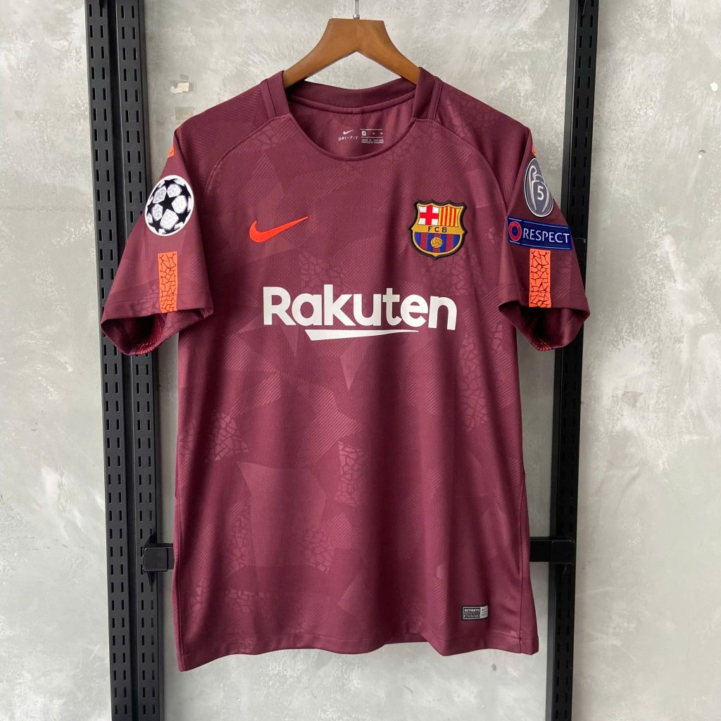 ÁO ĐẤU BARCELONA 2017/18 RETRO HÀNG THÁI SÂN KHÁCH THỨ BA ĐỎ ĐÔ