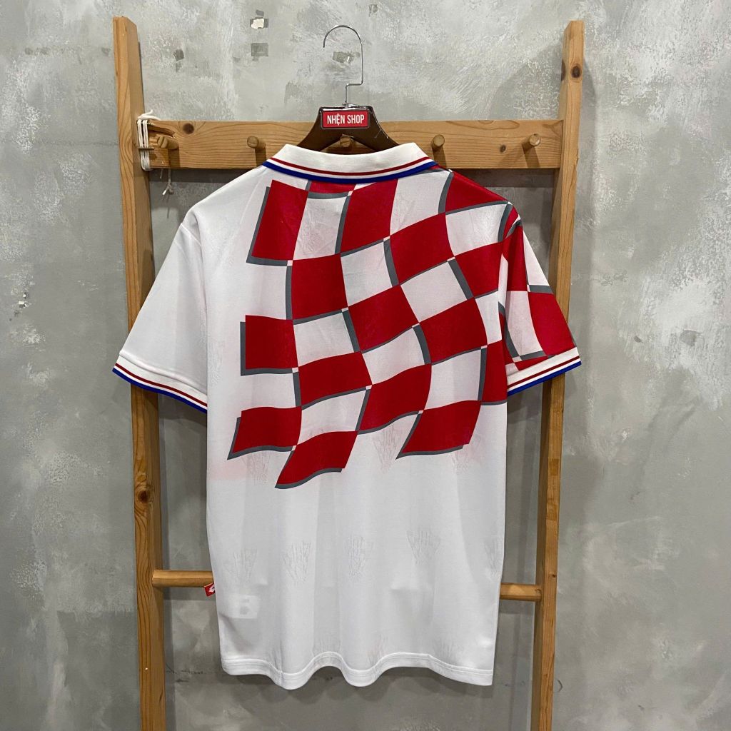 ÁO ĐẤU TUYỂN CROTIA 1998 RETRO HÀNG THÁI SÂN NHÀ TRẮNG