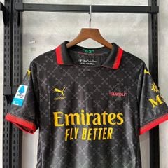 ÁO ĐẤU AC MILAN OFF WHITE 2025/26 HÀNG THÁI ĐEN PLAYER