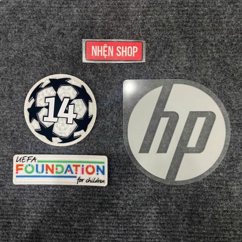 PATCH C1 CHAMPIONS LEAGUE SỐ 14 & SPONSOR HP AUTHENTIC REAL MADRID SÂN KHÁCH 2023/24 UCL
