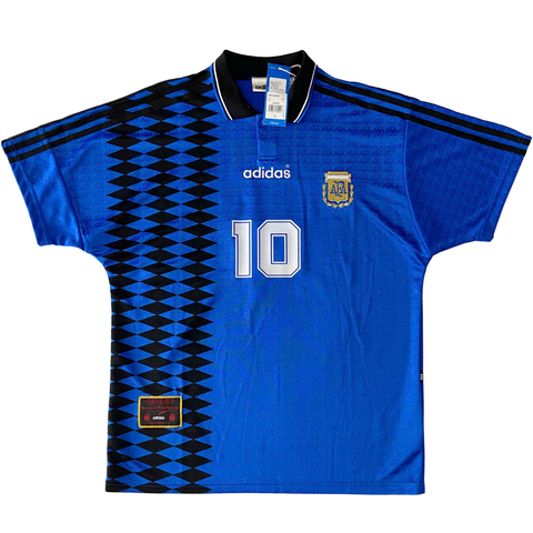 ÁO BÓNG ĐÁ ARGENTINA 1994 CHÍNH HÃNG SÂN KHÁCH MARADONA #10 - L (Á)