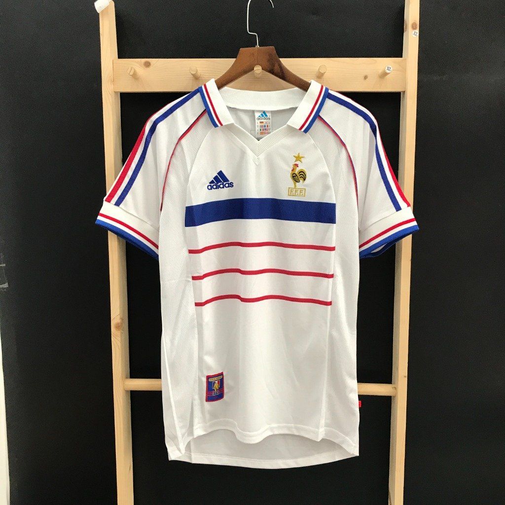 ÁO ĐẤU PHÁP 1998 RETRO HÀNG THÁI SÂN KHÁCH TRẮNG