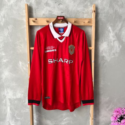 ÁO ĐẤU MANCHESTER UNITED 1998/99 RETRO HÀNG THÁI SÂN NHÀ ĐỎ TAY DÀI IN LOGO C1 & BECKHAM #7
