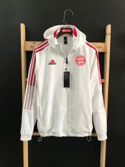 ÁO KHOÁC GIÓ BAYERN MUNICH TRẮNG SỌC ĐỎ 2021-2022 -  BAYERN WHITE JACKET