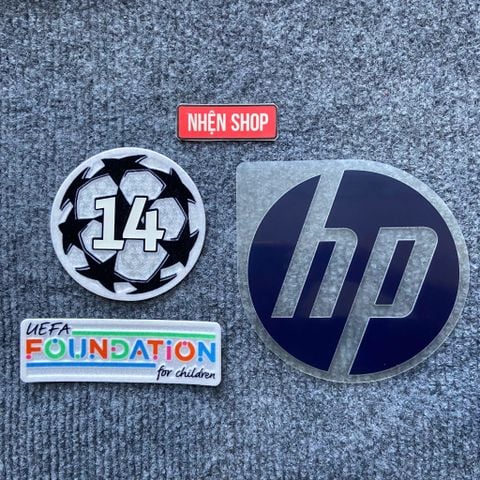 PATCH C1 CHAMPIONS LEAGUE SỐ 14 & SPONSOR HP AUTHENTIC REAL MADRID SÂN NHÀ 2023/24 UCL