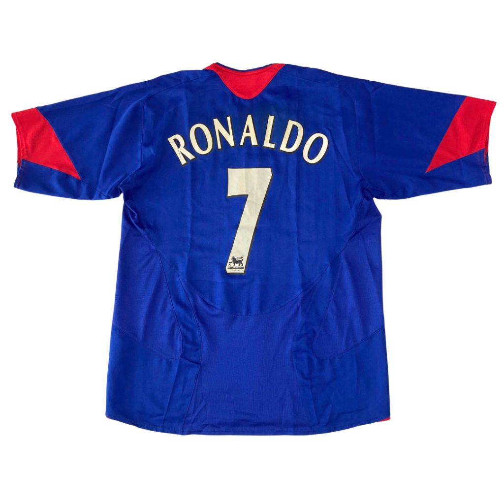 ÁO BÓNG ĐÁ MANCHESTER UNITED 2005/06 CHÍNH HÃNG SÂN KHÁCH XANH RONALDO #7 - M (ÂU)