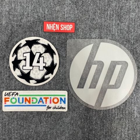 PATCH C1 CHAMPIONS LEAGUE SỐ 14 & SPONSOR HP AUTHENTIC REAL MADRID SÂN KHÁCH 2023/24 UCL