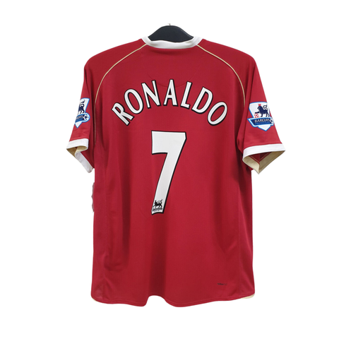 ÁO ĐẤU MANCHESTER UNITED 2006/07 RETRO HÀNG THÁI SÂN NHÀ ĐỎ ĐÔ TAY NGẮN IN LOGO NHA & RONALDO #7