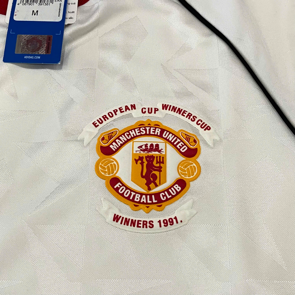 ÁO BÓNG ĐÁ MANCHESTER UNITED 1991 SÂN KHÁCH TRẮNG CHÍNH HÃNG JF0376