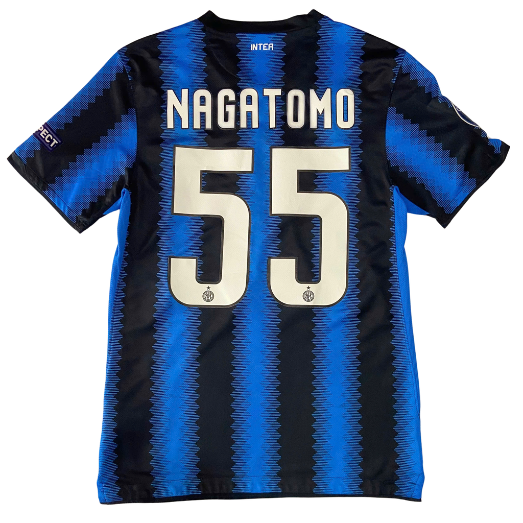 ÁO BÓNG ĐÁ INTER MILAN 2010/11 CHÍNH HÃNG SÂN NHÀ  FAN NAGATOMO #55 - S (ÂU)