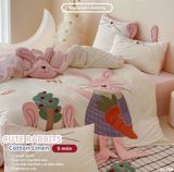  Bộ Chăn Ga Cotton Linen Kids - Thỏ Tai Dài 