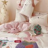 Bộ Chăn Ga Cotton Linen Kids - Thỏ Tai Dài 