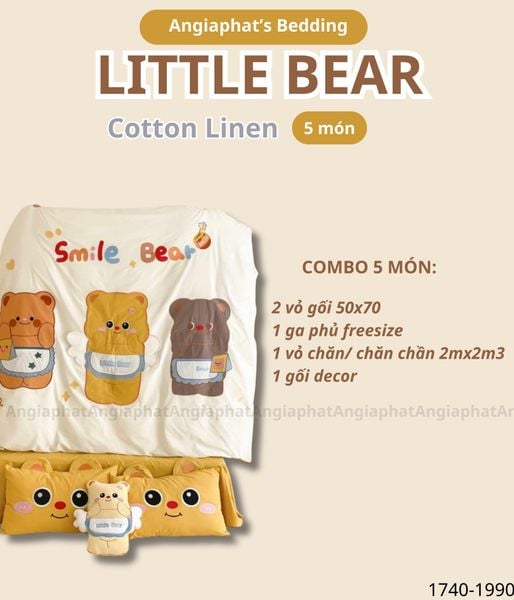  Bộ Chăn Ga Cotton Linen Kids - BEAR 