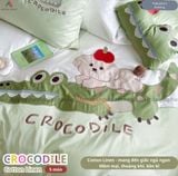  Bộ Chăn Ga Cotton Linen Kids - CÁ SẤU 