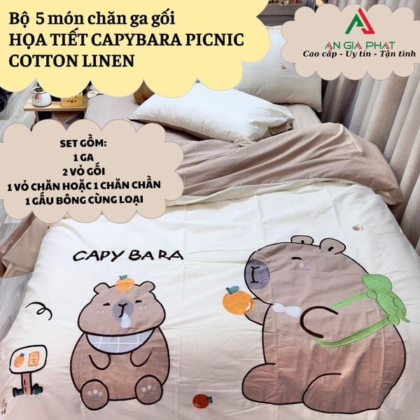  Bộ Chăn Ga Cotton Linen Kids - CAPY BARA 1 