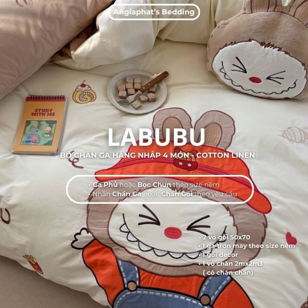  Bộ Chăn Ga Cotton Linen Kids - LABUBU 