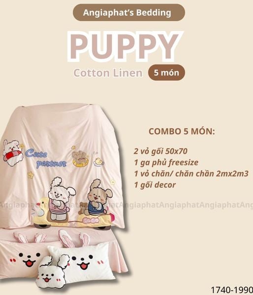  Bộ Chăn Ga Cotton Linen Kids - PUPPY 1 
