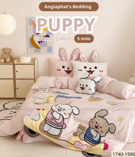  Bộ Chăn Ga Cotton Linen Kids - PUPPY 1 
