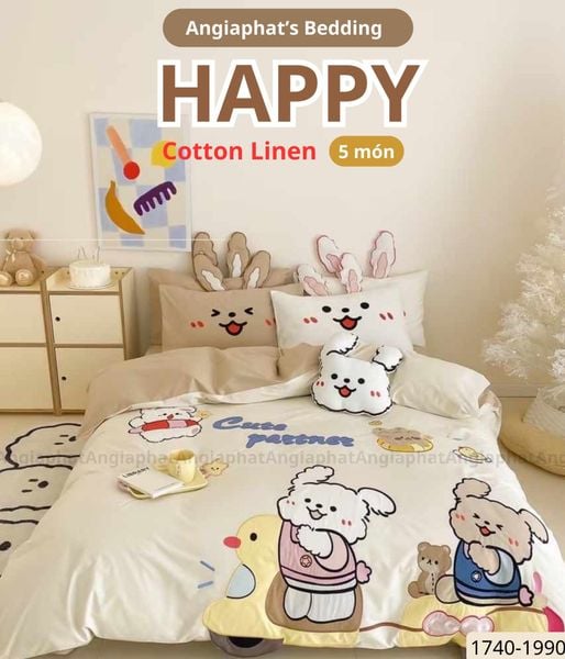  Bộ Chăn Ga Cotton Linen Kids - PUPPY 2 