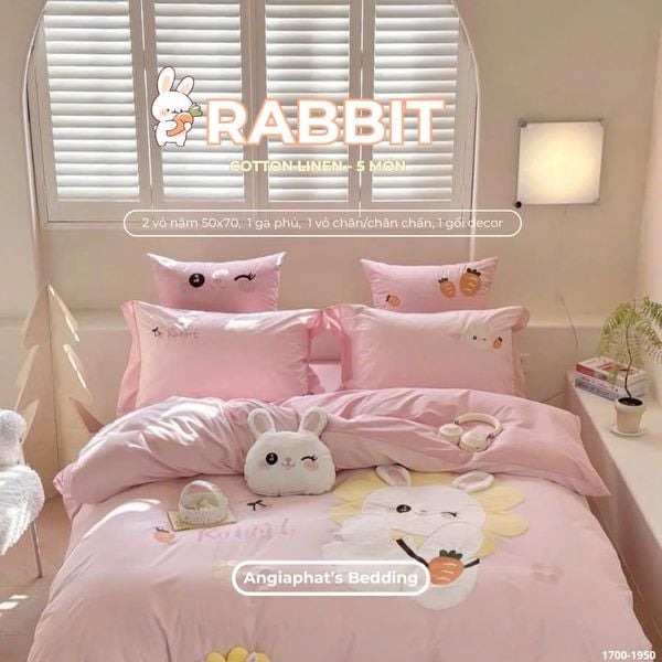  Bộ Chăn Ga Cotton Linen Kids - RABBIT 