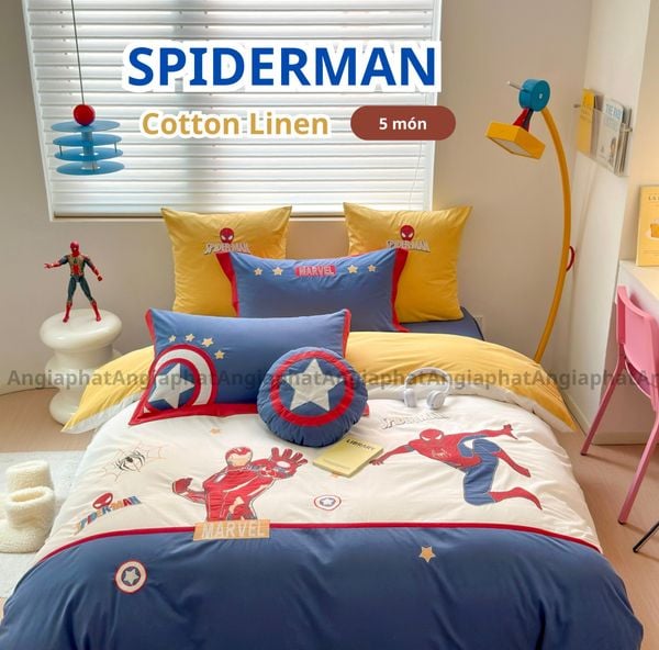  Bộ Chăn Ga Cotton Linen Kids - SPIDER MEN 