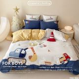  Bộ Chăn Ga Cotton Linen Kids - XE CẨU 