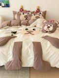  Bộ Chăn Ga Cotton Linen Kids - Khỉ Nâu 