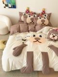  Bộ Chăn Ga Cotton Linen Kids - Khỉ Nâu 