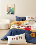  Bộ Chăn Ga Cotton Linen Kids - Bóng Rổ Xanh 