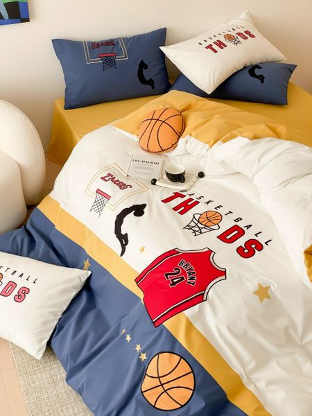  Bộ Chăn Ga Cotton Linen Kids - Bóng Rổ Xanh 