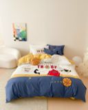  Bộ Chăn Ga Cotton Linen Kids - Bóng Rổ Xanh 