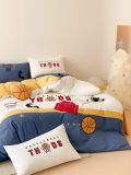  Bộ Chăn Ga Cotton Linen Kids - Bóng Rổ Xanh 