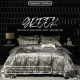  Set Chăn Ga Luxury - Gấm Siêu Mịn - Lá Ghi 