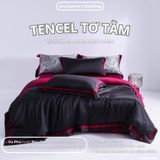 Set Chăn Ga Tencel Tơ Tằm COLOGNE - Đen Hồng 