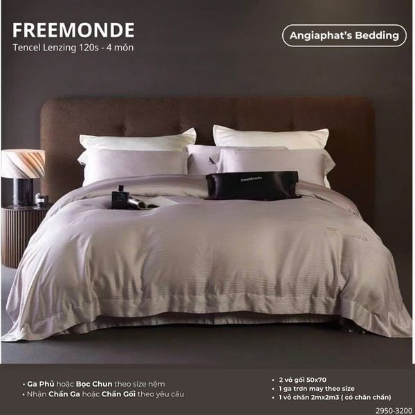  Set Chăn Ga Tencel 120s Freemonce Dệt Vân Chìm - Màu 10 
