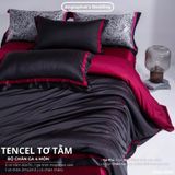  Set Chăn Ga Tencel Tơ Tằm COLOGNE - Đen Hồng 