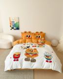 Bộ Chăn Ga Cotton Linen Kids - Bơ gơ Cam 