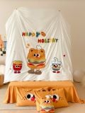  Bộ Chăn Ga Cotton Linen Kids - Bơ gơ Cam 