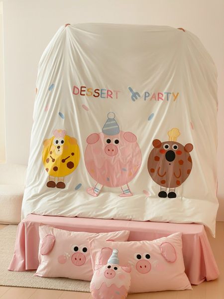  Bộ Chăn Ga Cotton Linen Kids - Donuts Hồng 