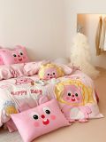  Bộ Chăn Ga Cotton Linen Kids - Bé Cute Hồng 