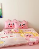  Bộ Chăn Ga Cotton Linen Kids - Bé Cute Hồng 
