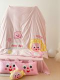  Bộ Chăn Ga Cotton Linen Kids - Bé Cute Hồng 