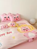  Bộ Chăn Ga Cotton Linen Kids - Bé Cute Hồng 
