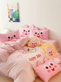  Bộ Chăn Ga Cotton Linen Kids - Bé Cute Hồng 