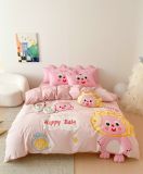  Bộ Chăn Ga Cotton Linen Kids - Bé Cute Hồng 